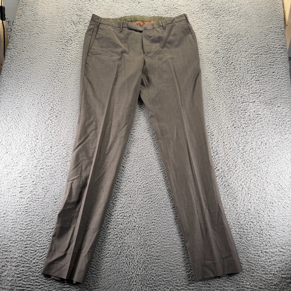 Incotex Pant Mens 35x35 Brown Wool Dress Slim Fit Office Business Preppy Formal‎